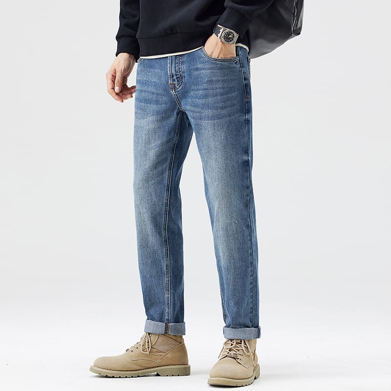 7723 | Plus Size Men's Autumn Winter New Washed White Jeans, Loose Joker Stretch Slim Straight Pants