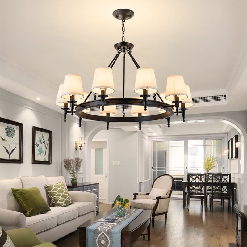American Pendant Light, Modern Simple Living Room Bedroom Dining Room Pendant Light, Country Retro Fabric Pendant Light, Retro Zhongshan Lighting