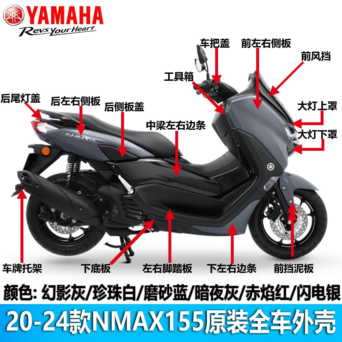 Yamaha NMAX155 original imported whole car plastic shell shroud front fender side panel edge strips