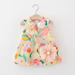 2025 Summer New Baby Dress Children's Pinafore Dress Straw Hat Dress Girls Korean Style Sleeveless Dress with Hat