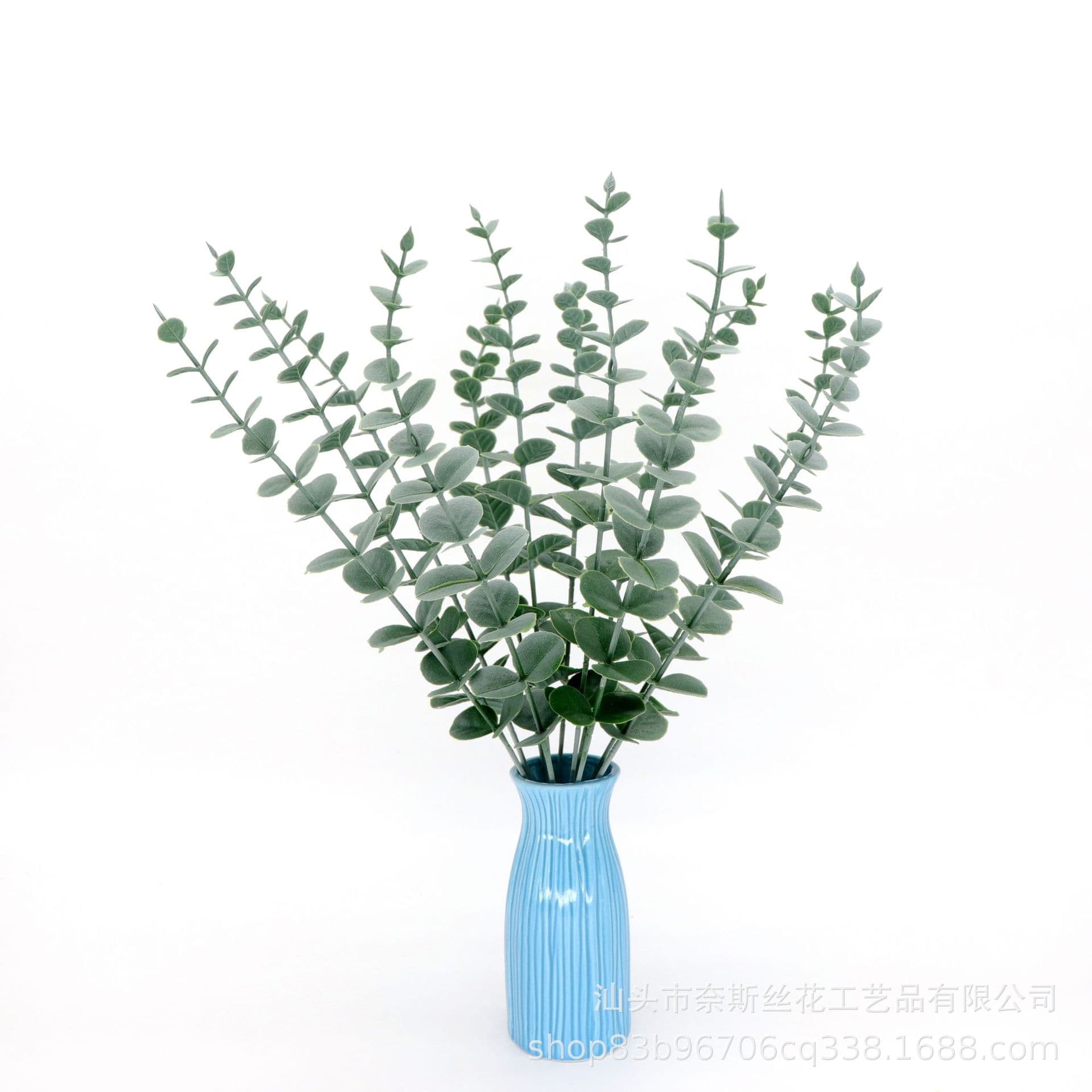 Cross-border simulated eucalyptus leaf single branch gold leaf artificial eucalyptus leaf home decoration bouquet with grass artificial flower branch