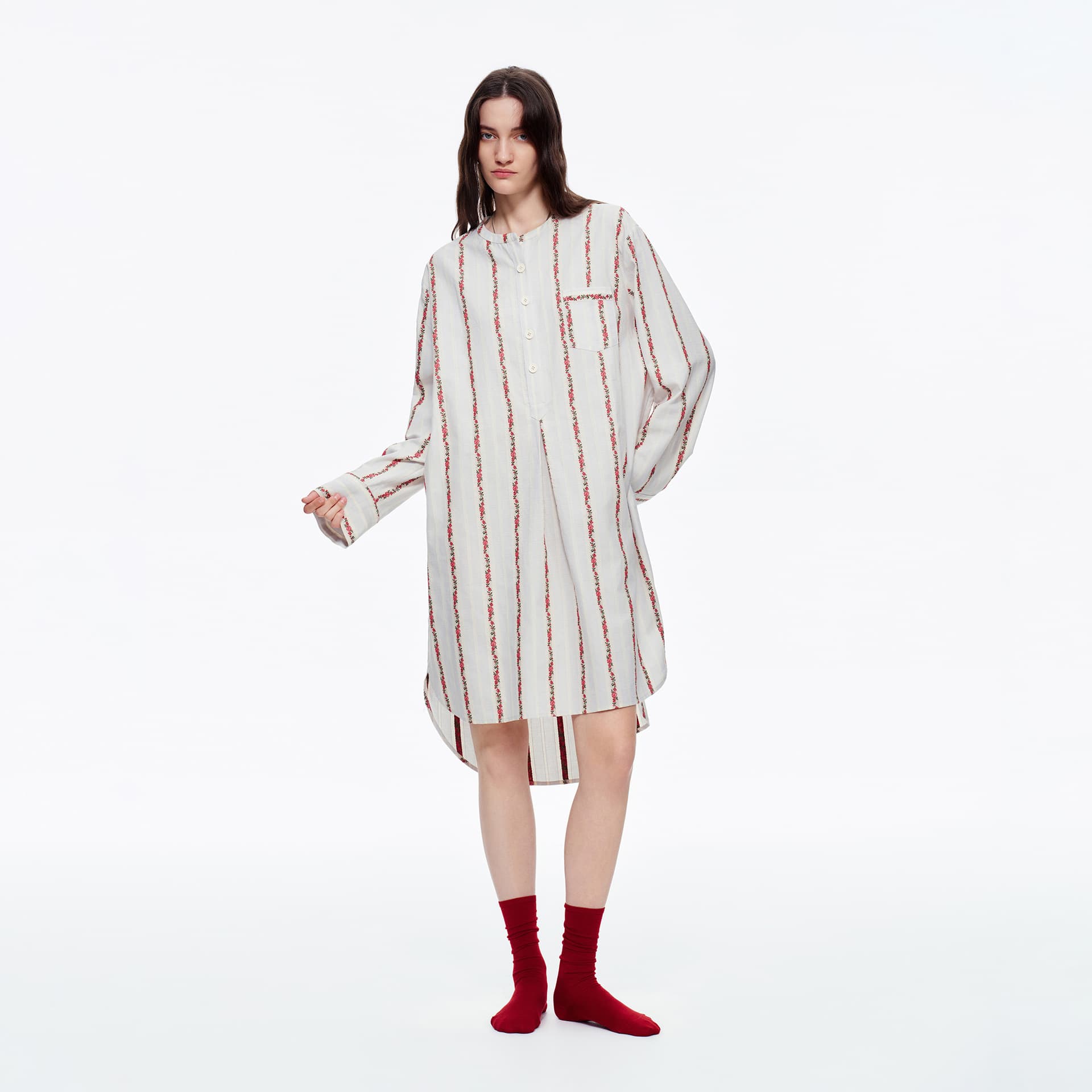 French sweet pajamas for women in early autumn, new long-sleeved nightgown that can be worn as a dressing gown, large size pure cotton women's home clothes