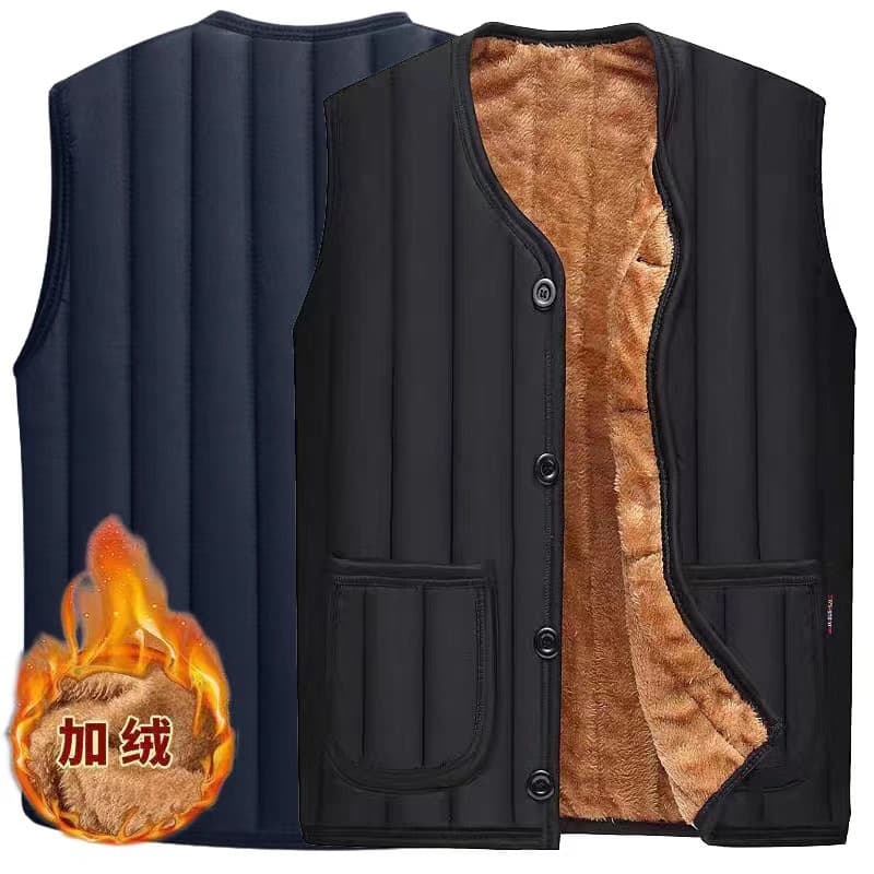Winter men's fleece-lined casual vest, cotton vest, warm vest for middle-aged and elderly men, on sale.