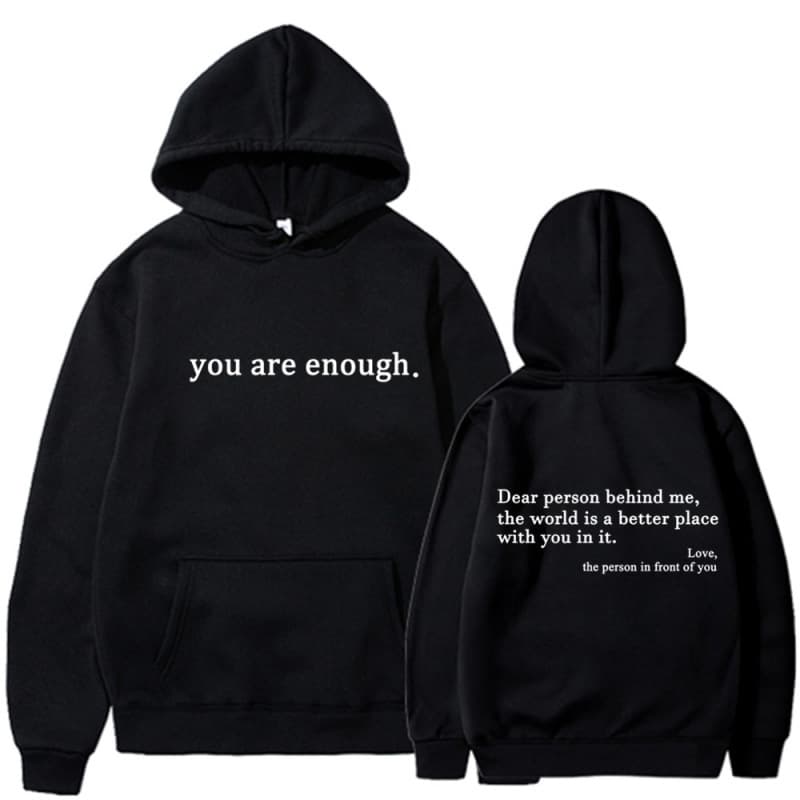 2024 Foreign Trade Unisex Fleece-Lined Hoodie Solid Color Letter Print Pocket Drawstring Print Hooded Sweatshirt