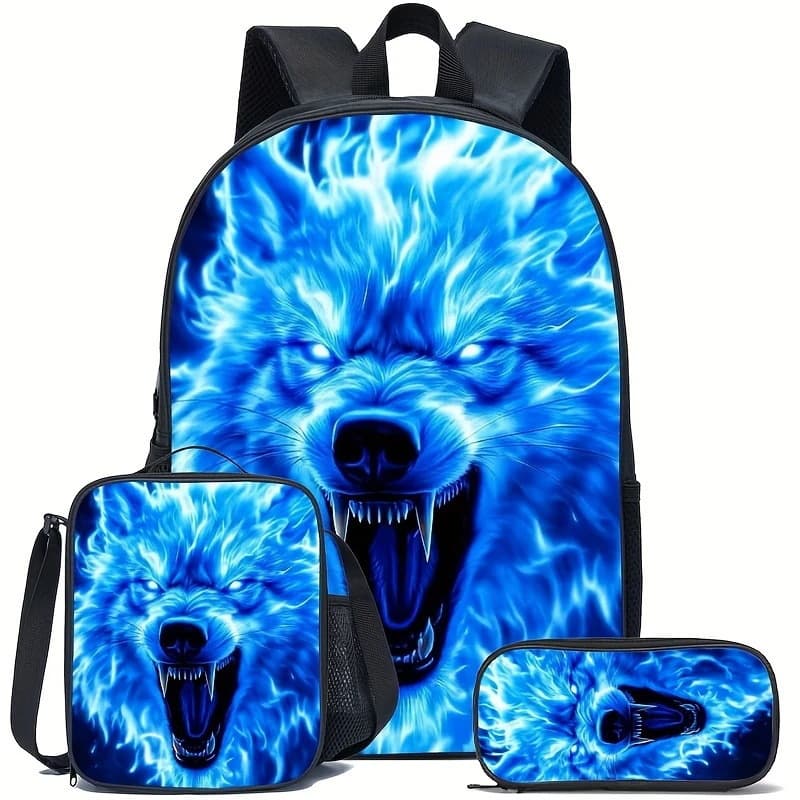 Children's schoolbags, backpacks, boys' stationery and pen bags, three-piece set to reduce burden, large capacity, primary and secondary school students' schoolbags cross-border
