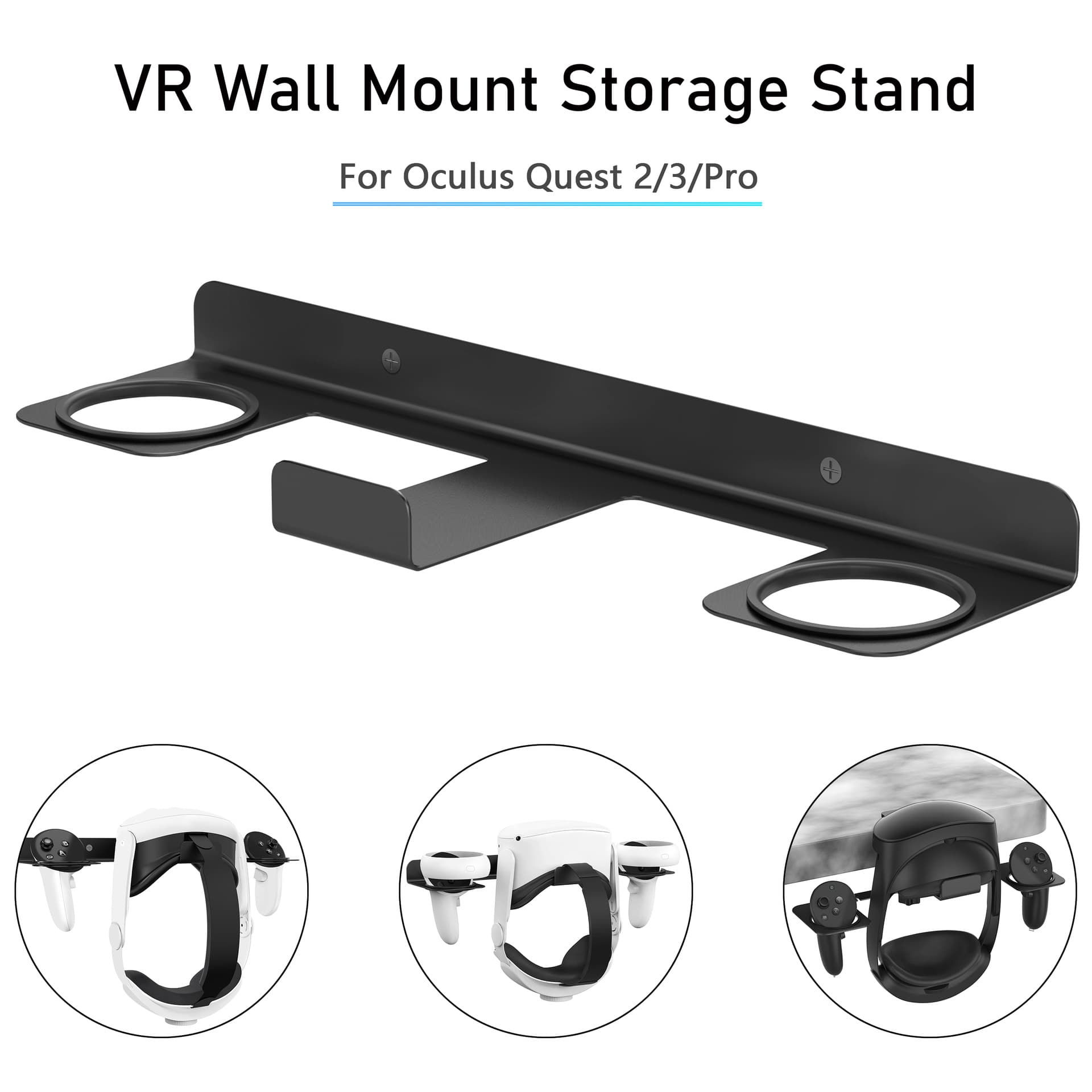 Wall Mount for Meta Quest 2/3/3S, Metal Wall Bracket for Quest 3 S VR Display and Storage