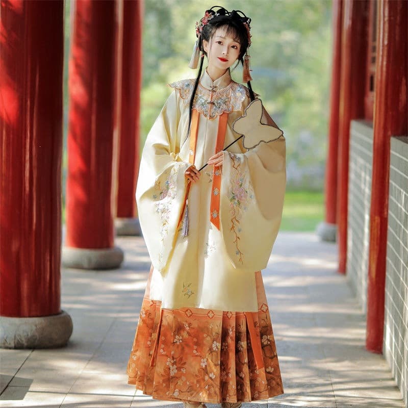 [Original] Hanfu Women Adult Ming Style Heavy Embroidery Daily Wear Cloud Shoulder Horse Face Skirt New Style [Dream Pen Blooms]