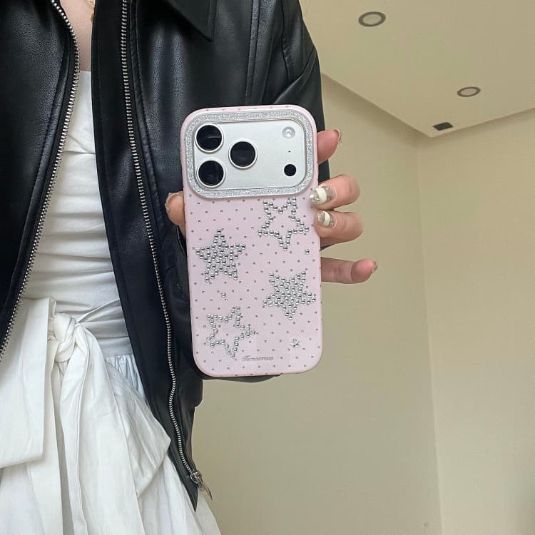 Ins Premium Glitter Five-Pointed Star Polka Dot Compatible with iPhone 17 Pro Max / 16P Phone Case 14 Apple 15