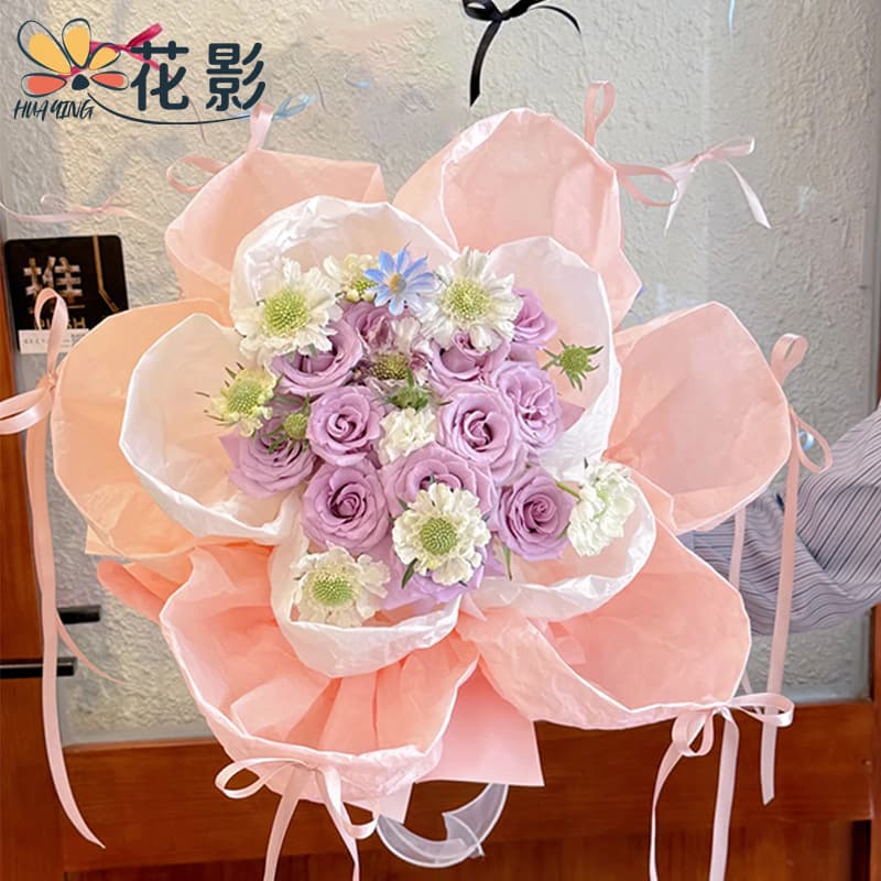 Hand-Rubbed Fresh Flower Bouquet Wrapping Paper Original Stone Texture Crumpled Flower Packaging Paper in Various Colors