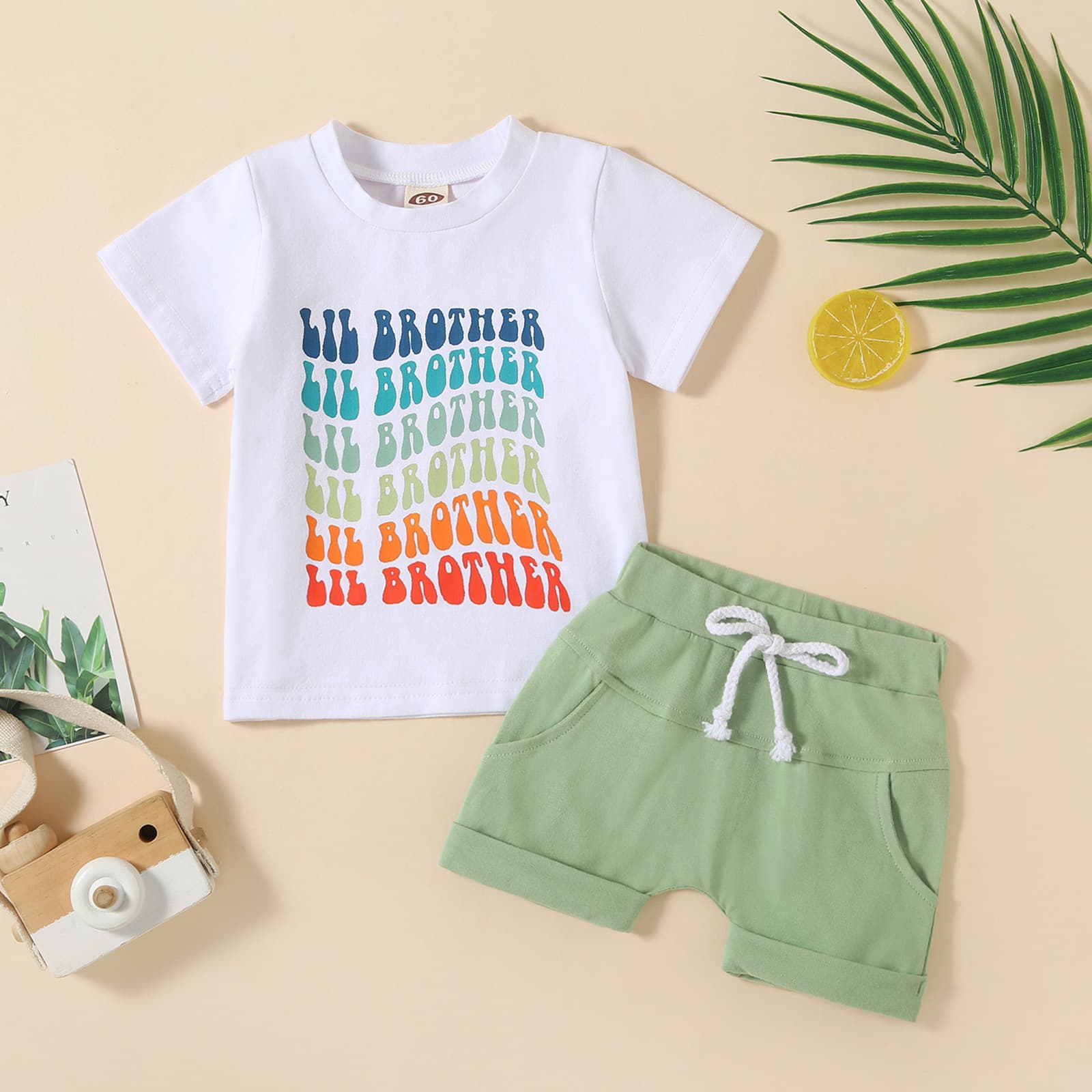 Kids Summer Thin Short Sleeve T-shirt Shorts Set Toddler Kids Printed Pants Set Comfortable Kids Two-piece Set