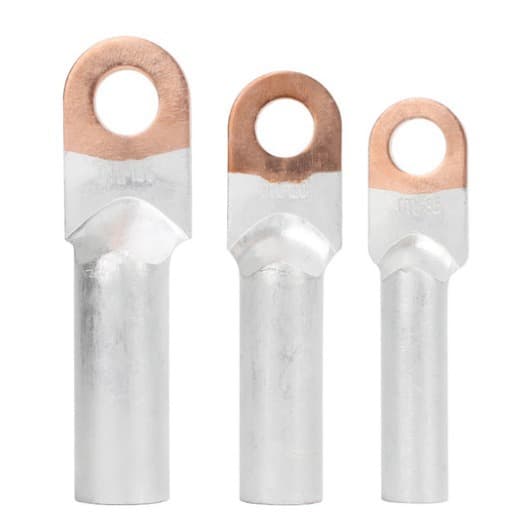 DTLB copper-aluminum transition terminals, copper-aluminum cable lugs, friction welding process, compliant with national standards.