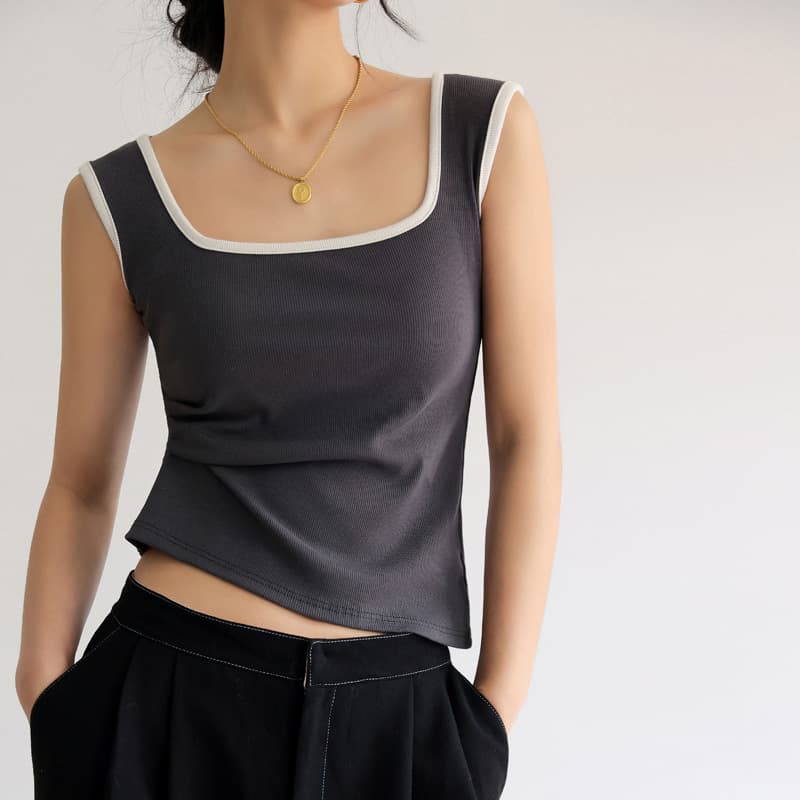 Wide Strap Base Layer Tank Top Women Summer Outdoor Wear Breast Reduction Sleeveless Shirt Single Piece Non Detachable Shoulder Strap