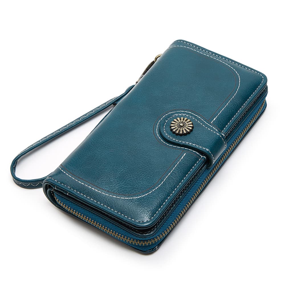 Women's New Style Tri-fold Zipper Wallet Long Coin Purse Hand-held Card Holder Leather Clutch Bag H170