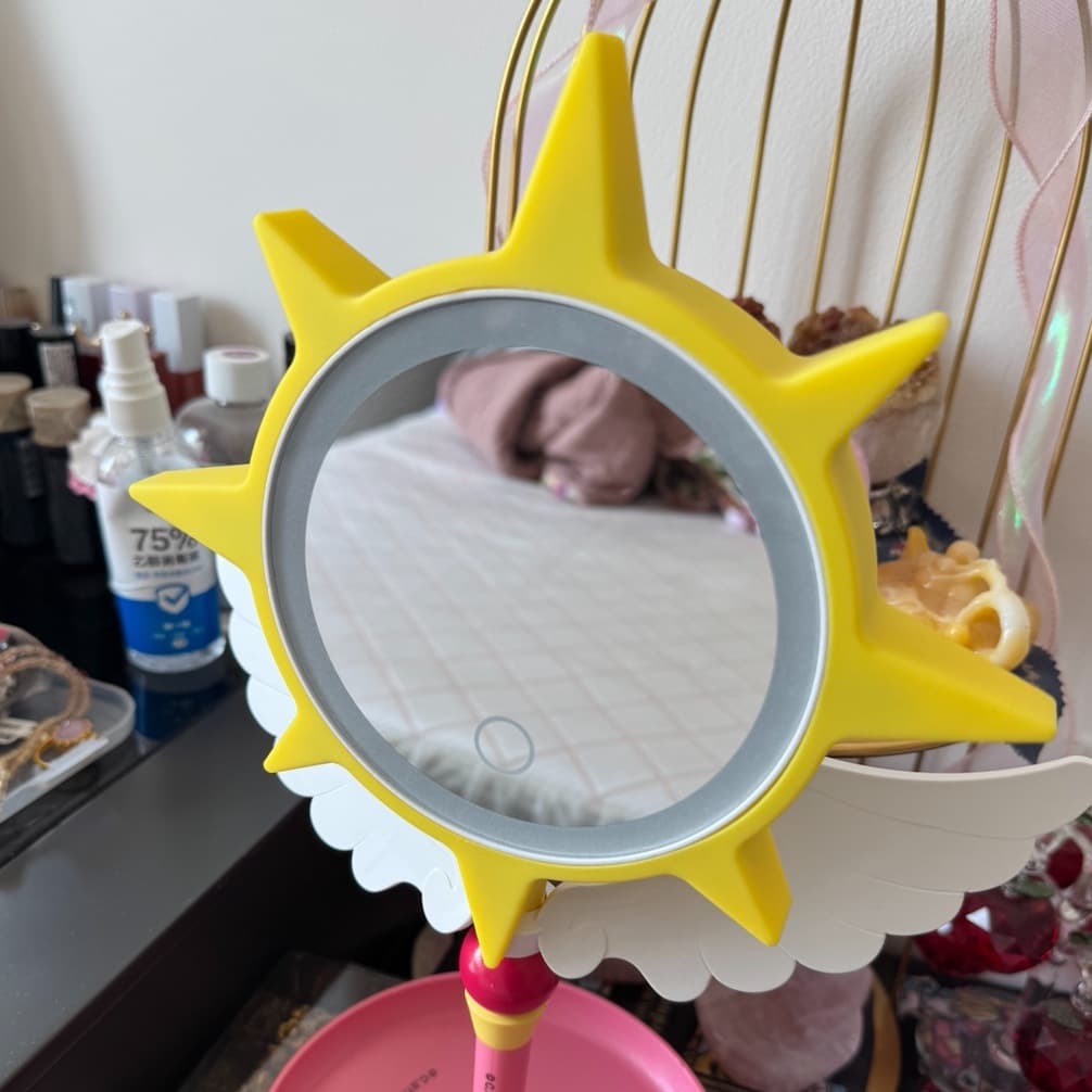 Cardcaptor Sakura Creative Mirror Design, LED Desktop Makeup Mirror with Lights and Storage, Small Vanity Mirror for Girls