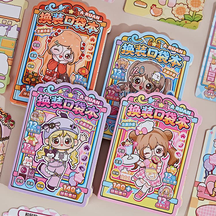Aruan Dress-Up Pocket Book Scene Sticker Book Dress-Up Game Book Stickers No-Cut Girls Children DIY Toy