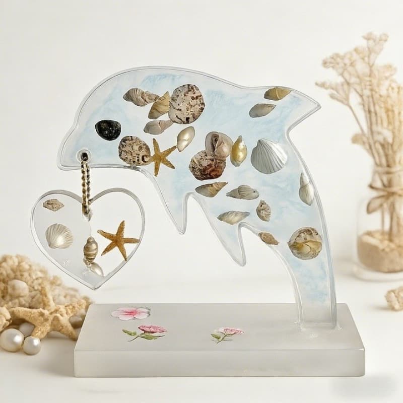 Sweet DIY Crystal Resin Heart-Shaped Photo Frame Mold Dolphin Crystal Photo Frame Display Stand Wholesale in Stock