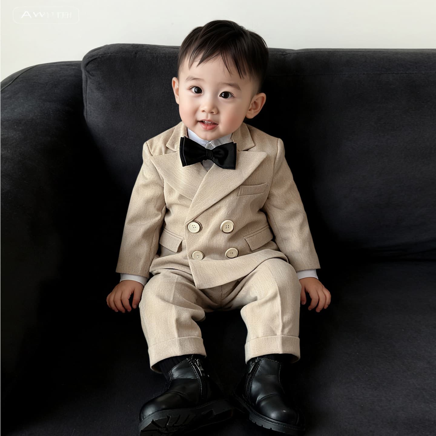 Boys' Suit Set Autumn Winter Baby First Birthday Suit British Cool Style Flower Boy Wedding Children's Birthday Party Outfit