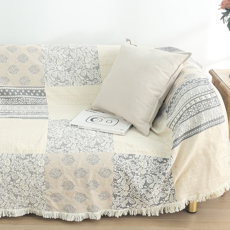 Pure cotton gauze fringed towel blanket, single/double air-conditioning blanket, all-cotton sofa cover, four-season leisure throw