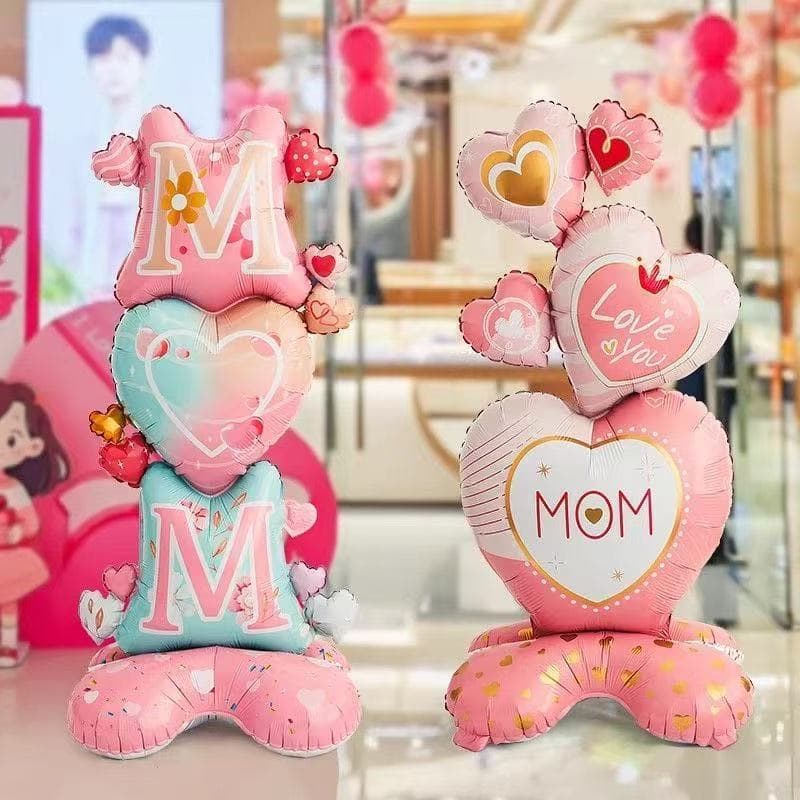 Mother's Day Decoration Mom 3D Standing Balloons for Shopping Malls, Jewelry Stores, and Kindergarten Atmosphere Scene Decorations