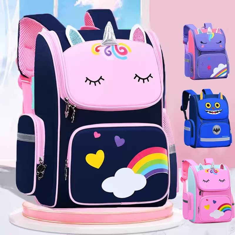 Cross-border unicorn school bag lightweight burden-reducing U-shaped opening large-capacity cartoon children's school bag for grades 1-6