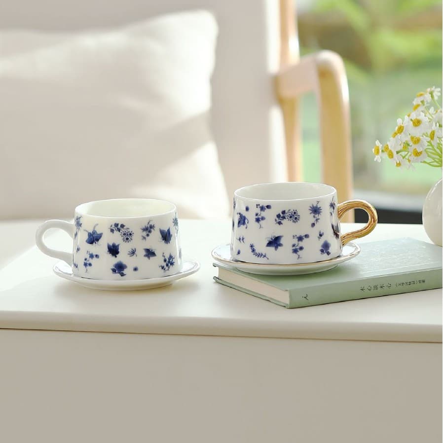 Mutton Fat Jade Porcelain Phalaenopsis Office Cup with Gold Tracing Ceramic Gift Box Set White Porcelain Corporate Custom LOGO Souvenir