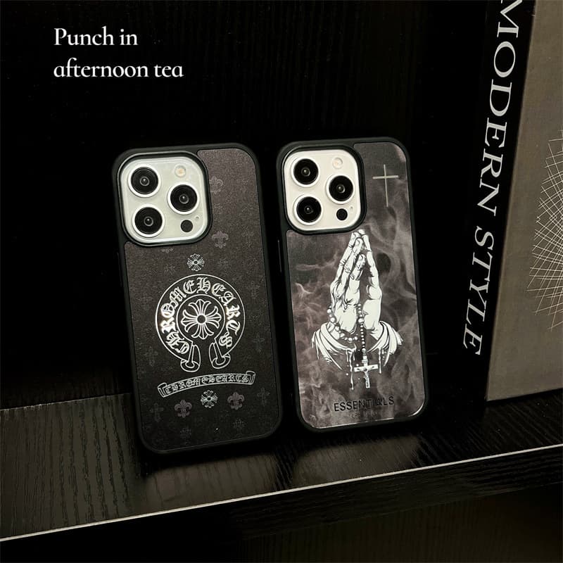 Chrome Hearts Magnetic Mirror Phone Case 17 Pro Max Compatible with Apple iPhone 15 Pro Trendy Brand 12 Protective Cover