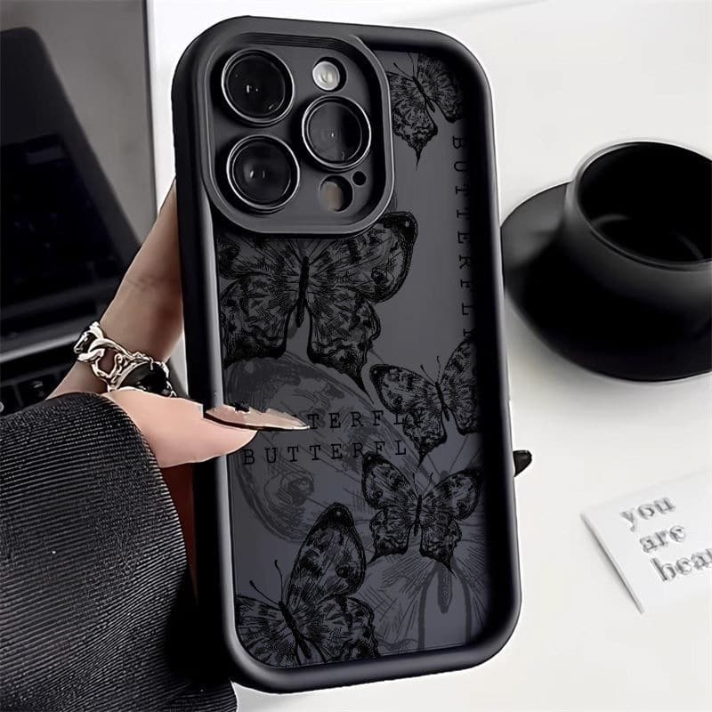 Retro butterfly suitable for iPhone16PorMax mobile phone case Apple 14por transparent 12 anti-fall 11 couple 15