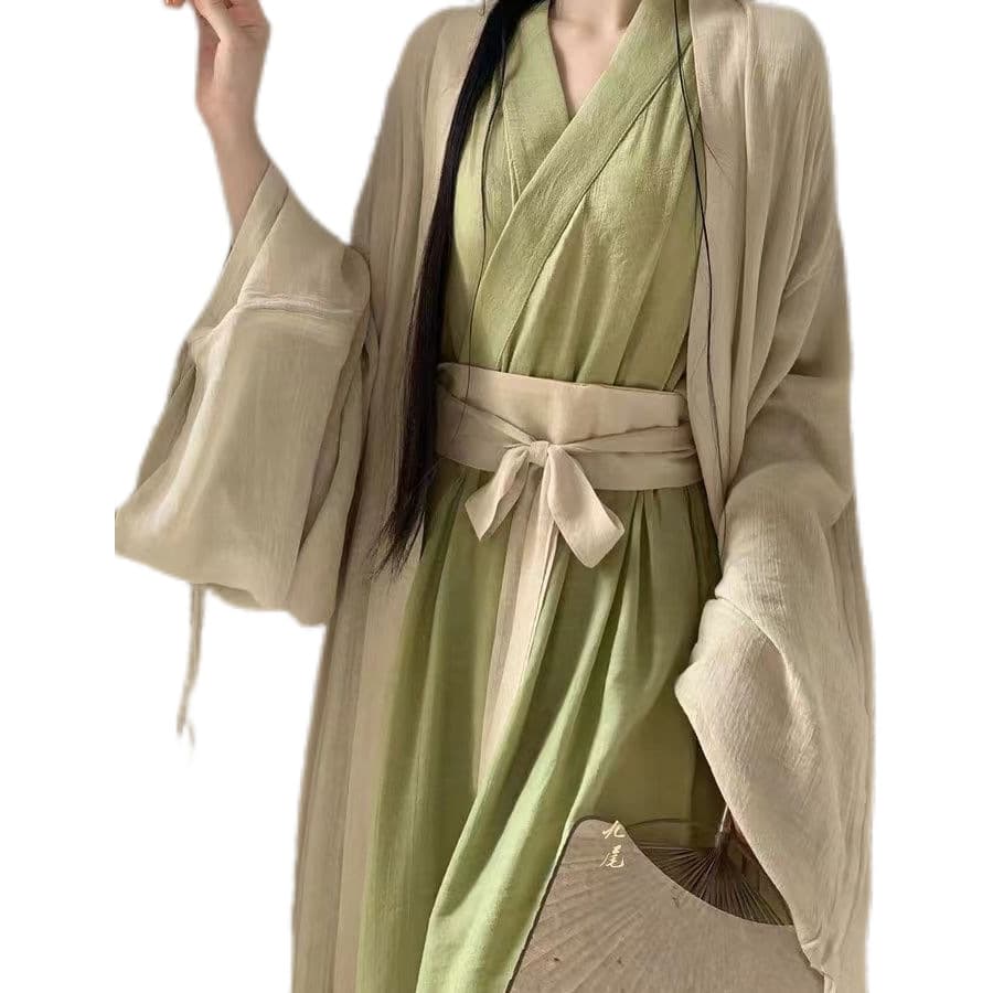 Buran Jin Dynasty Hanfu Women Chinese Style Zhiju Large-Sleeve Blouse Set Modified Wei and Jin Style New Daily Spring/Autumn