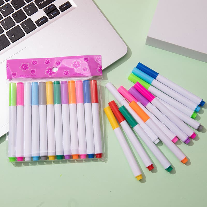 Environmentally Friendly Dust-Free Liquid Chalk with Ventilator, LED Light Board Pen, Erasable Pen, Children's Painting Book, 12-Color Water Chalk