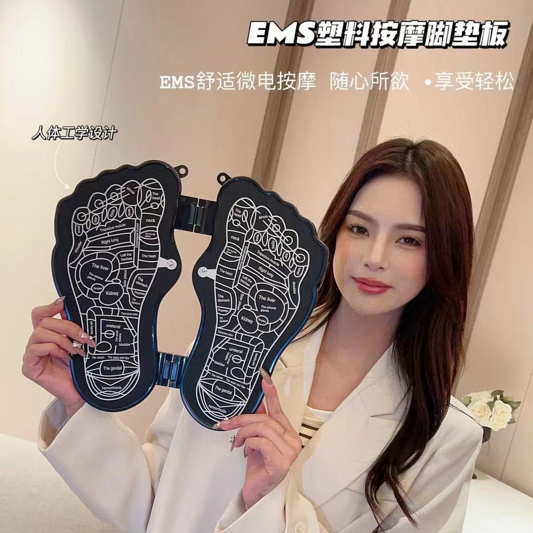Plastic Foot Therapy Massage Mat EMS Home Foot Reflexology Massager Foldable Pulse Massage Pad Remote Control Portable
