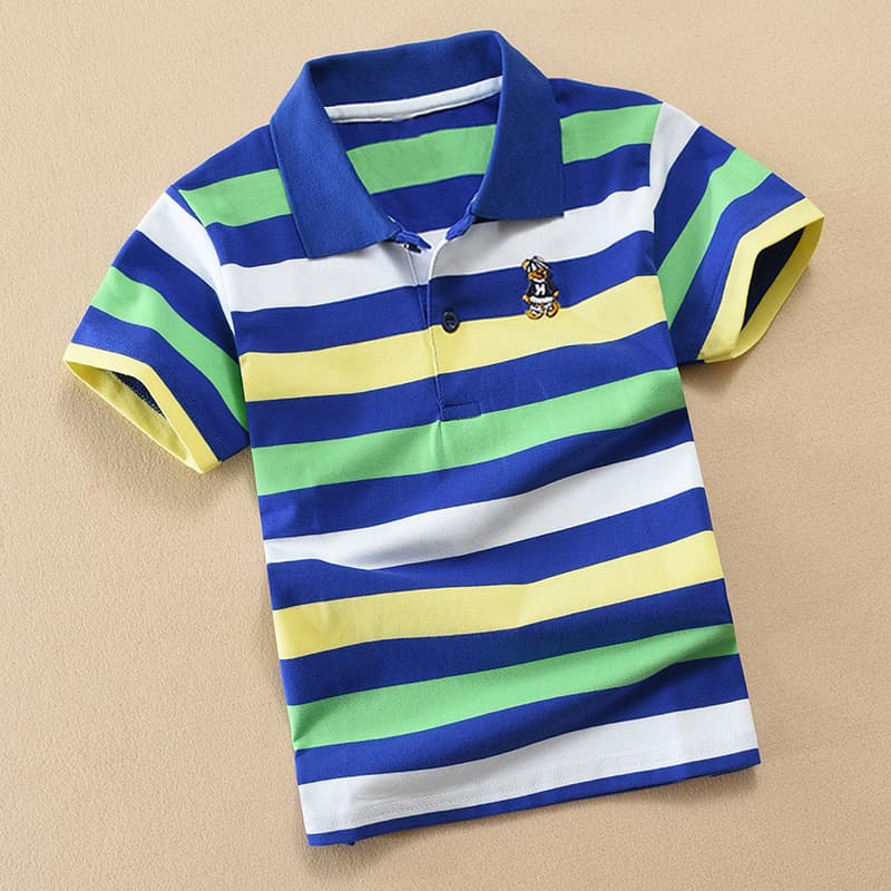 Polo Kids Boys and Girls Children's T-Shirt Export Summer Korean Style Lapel Pure Cotton Short-Sleeved T-Shirt Baby Children's Clothing