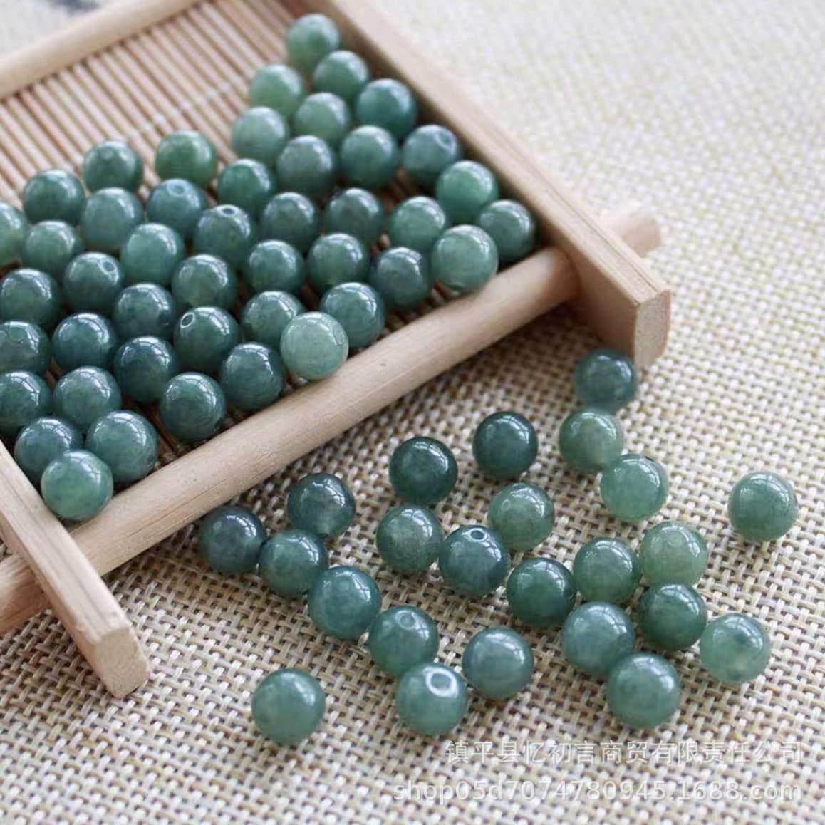 Jade A goods round beads oil green loose beads handmade diy craft jewelry accessories bean green beads Sihui manufacturer