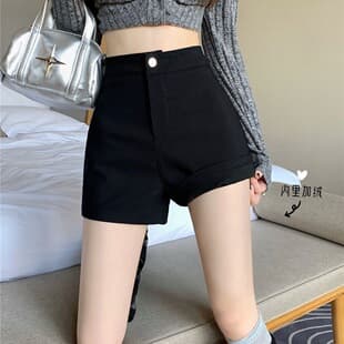 Ins Thickened A-Line Shorts Fleece-Lined Fashion High-Waist Slimming Bootcut Shorts Sexy Shorts for Women Flirty Style Autumn Winter Versatile