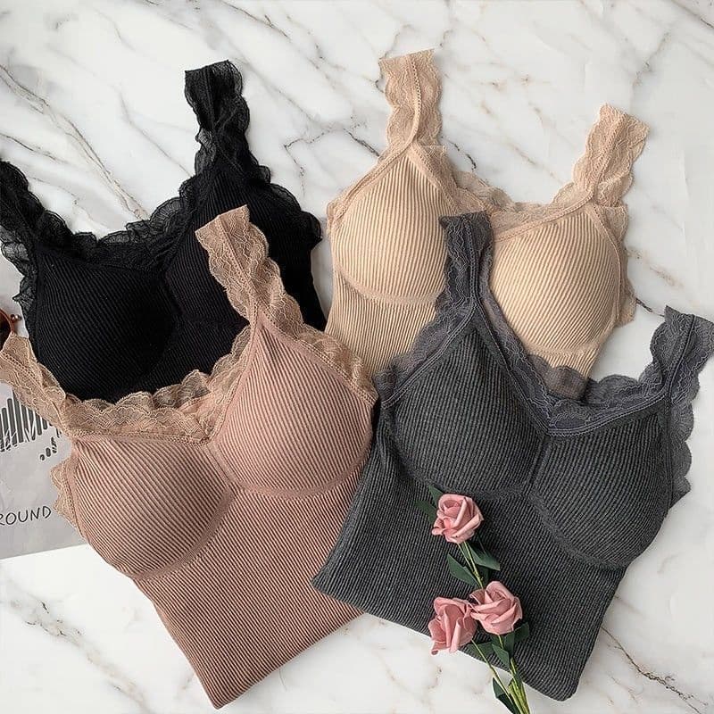 Cross-Border Trade Hot Style Warm Camisole Vest Women Autumn/Winter Thick Inner Wear Base Layer Lace Heating Seamless Base Layer Top