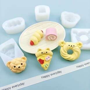Swiss Roll Cat Pizza Bear Head Bread Squeeze Silicone Mold Cake Baking Mold DIY Resin Drop Mold