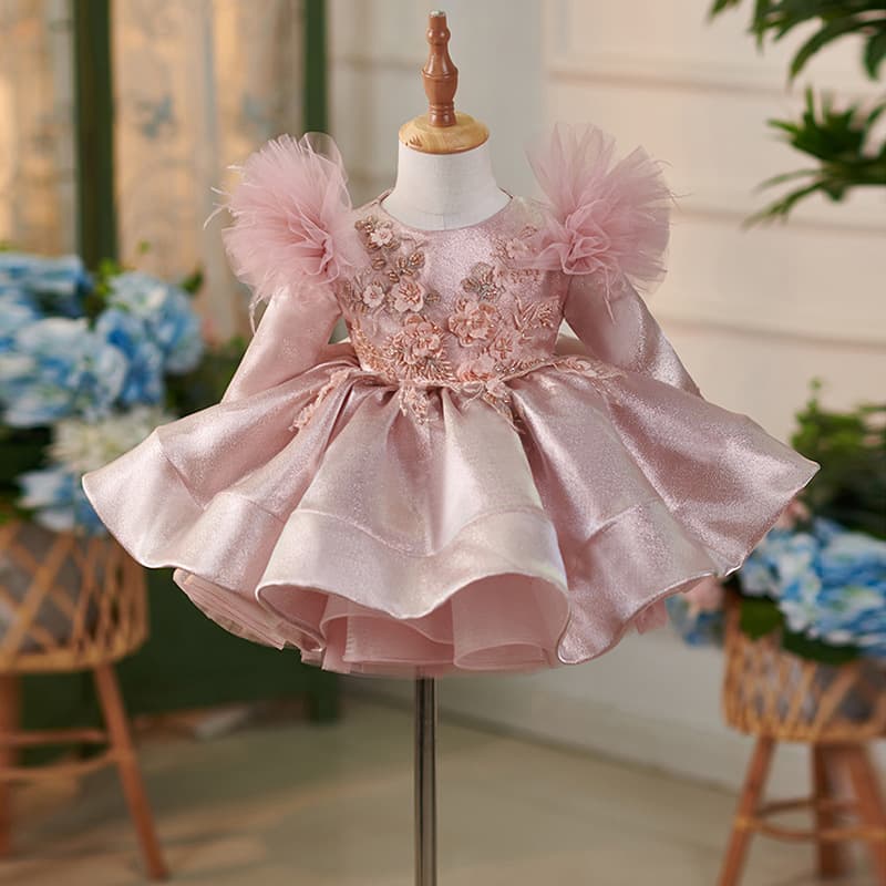 Christmas Children's Lolita Flower Girl Wedding Tulle Skirt Feather Lolita Girl Princess Dress