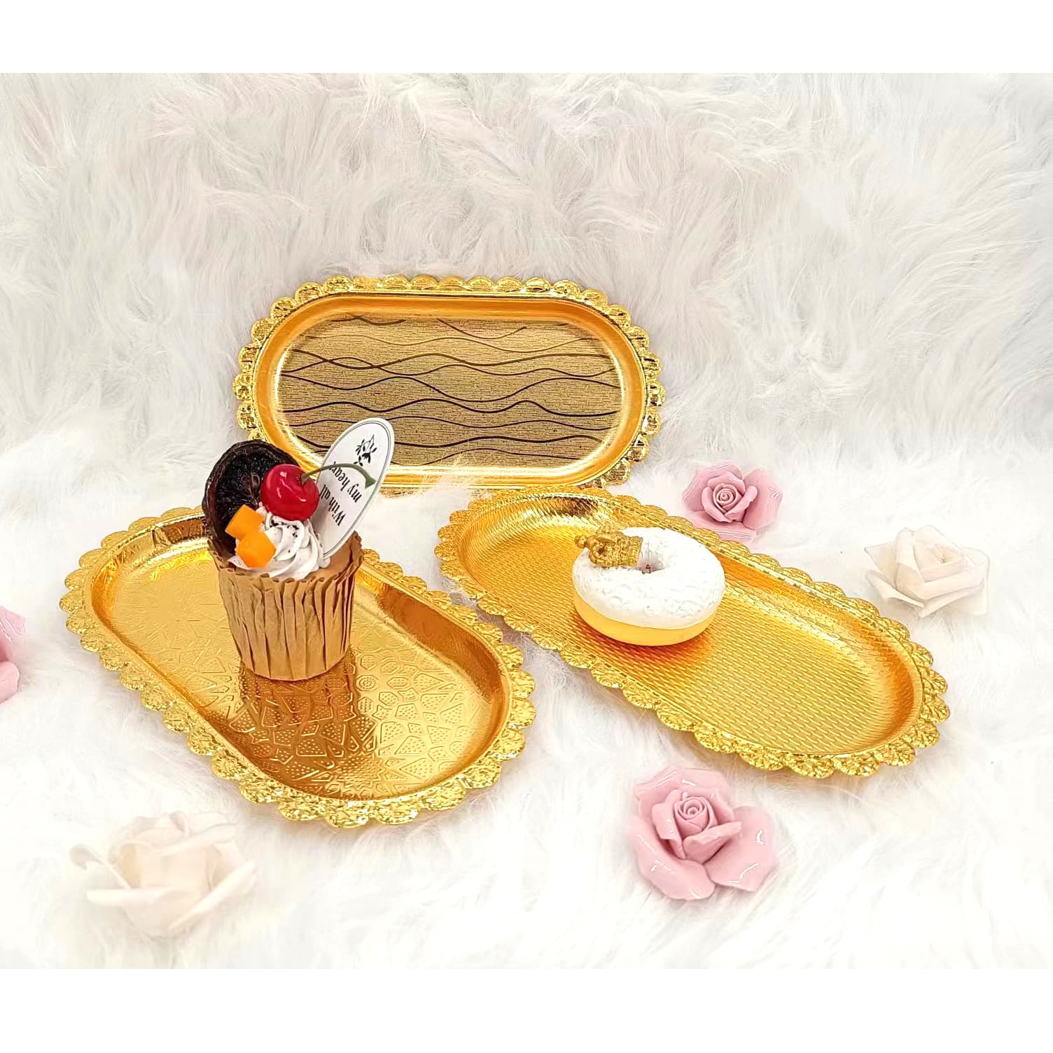 Instagram-style small metal fruit, dessert, pastry, and sweet dish plates for Western cuisine, bars, and buffets.