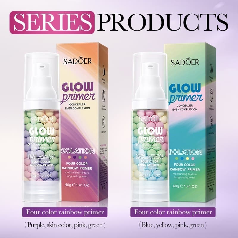 Full English SADOER four-color rainbow isolation cream to brighten skin tone, long-lasting isolation skin care, foreign trade factory direct sales