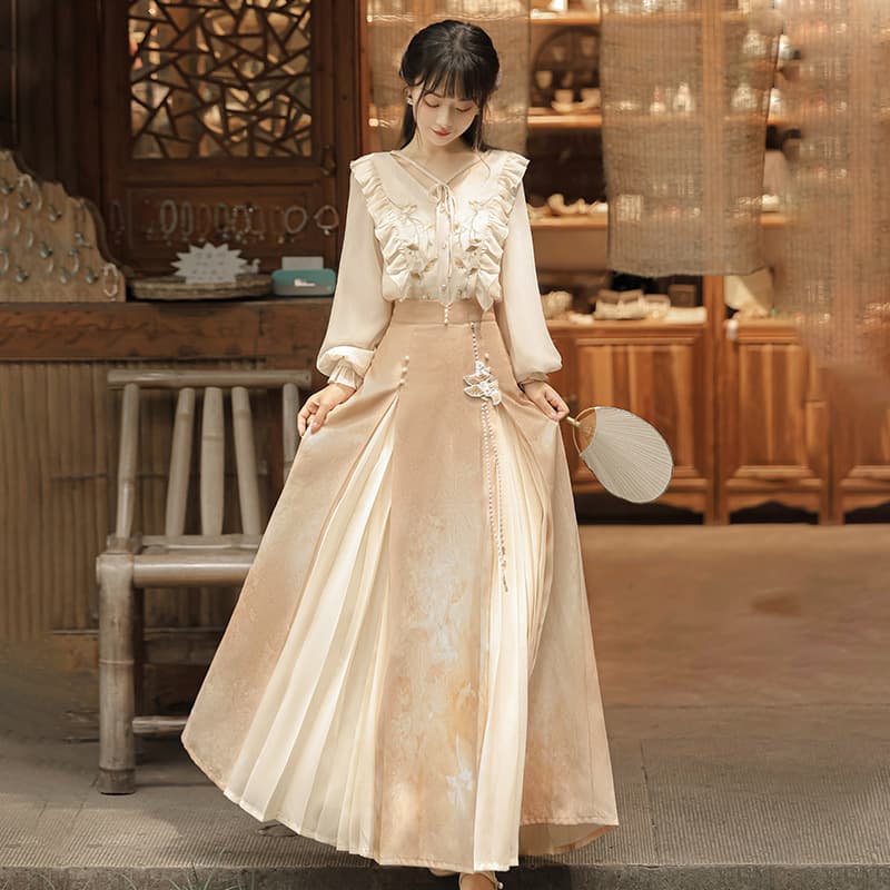 Original Design Autumn Evening Chinese Style Women's Clothing, Han Element Hanfu Top and Skirt Set 8829