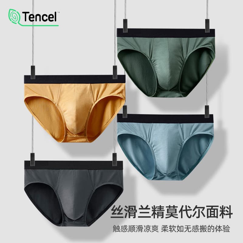 Men's Modal Antibacterial Triangle Underwear Breathable Invisible Sporty Mid Waist Pure Color Four Seasons Briefs