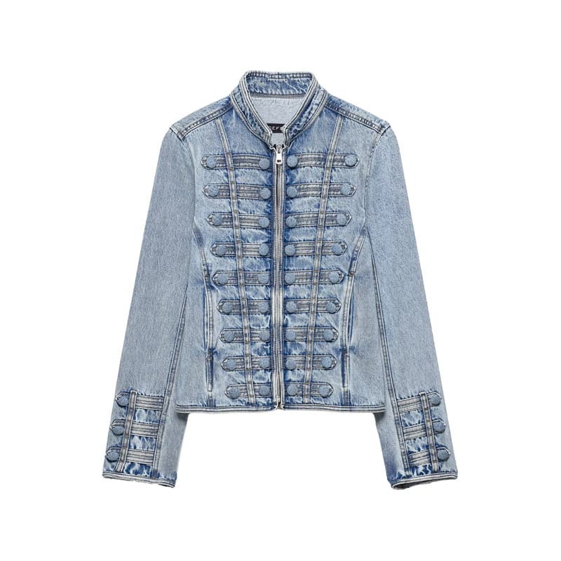 UNIZERA Women's 2026 Summer New Fashion Button-Trimmed Slim Fit Denim Jacket 7627047