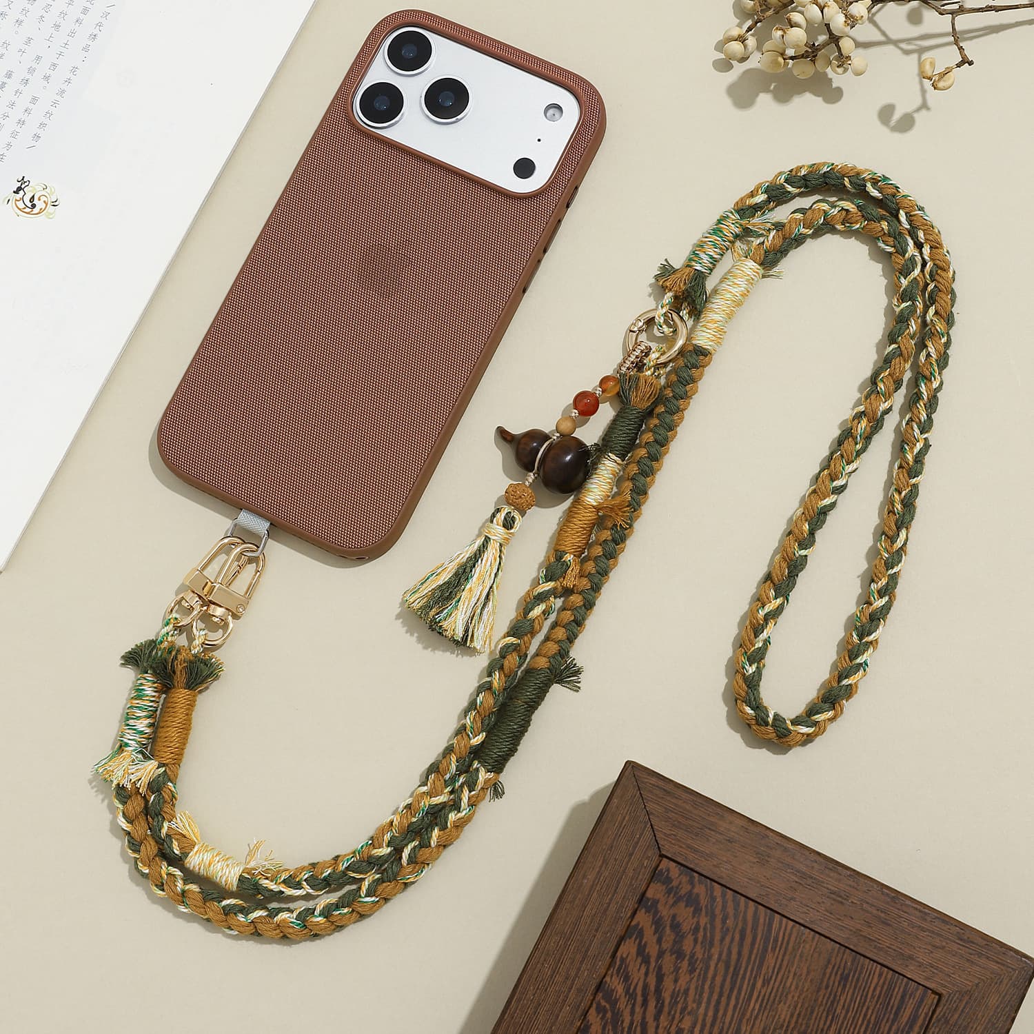 Original Hand-Woven Phone Lanyard, Premium Niche Phone Strap, Anti-Loss Phone Chain, 3-in-1 Travel Essential