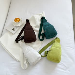 Corduroy Chest Bag Waist Bag 2026 New Style Casual Lightweight Crossbody Bag Korean Trendy Minimalist Sling Chest Pack