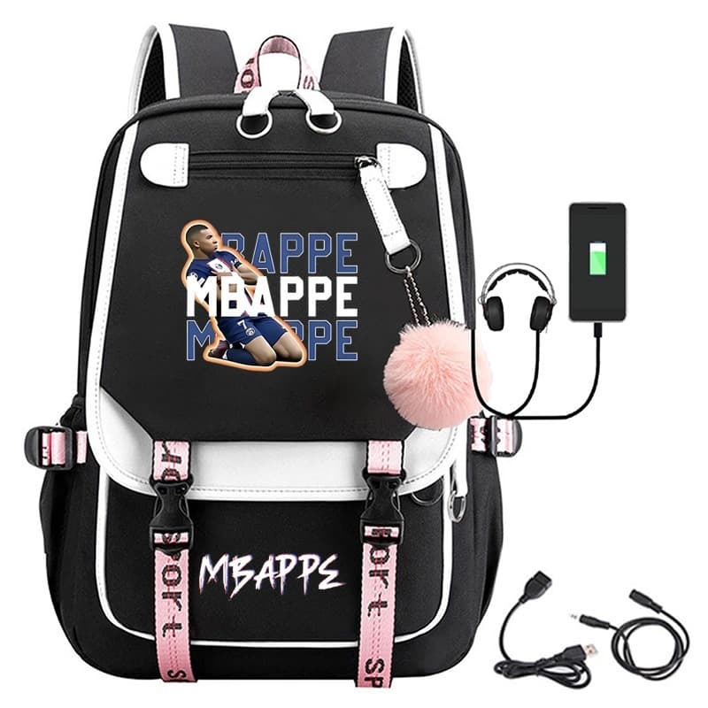Mercado Amazon Football Star Cristiano Ronaldo Real Madrid Printed USB Backpack Outdoor Casual School Bag for Men and Women