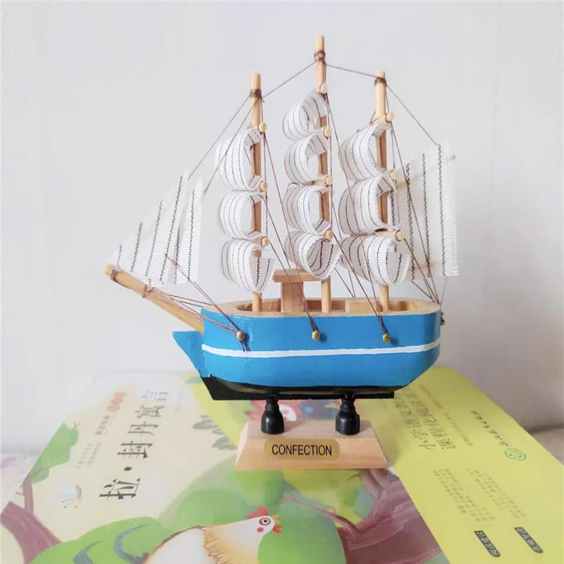 10-14cm Factory Wholesale Mediterranean Style Sailboat Ornament Wooden Sailboat Model Baking Supplies Gift