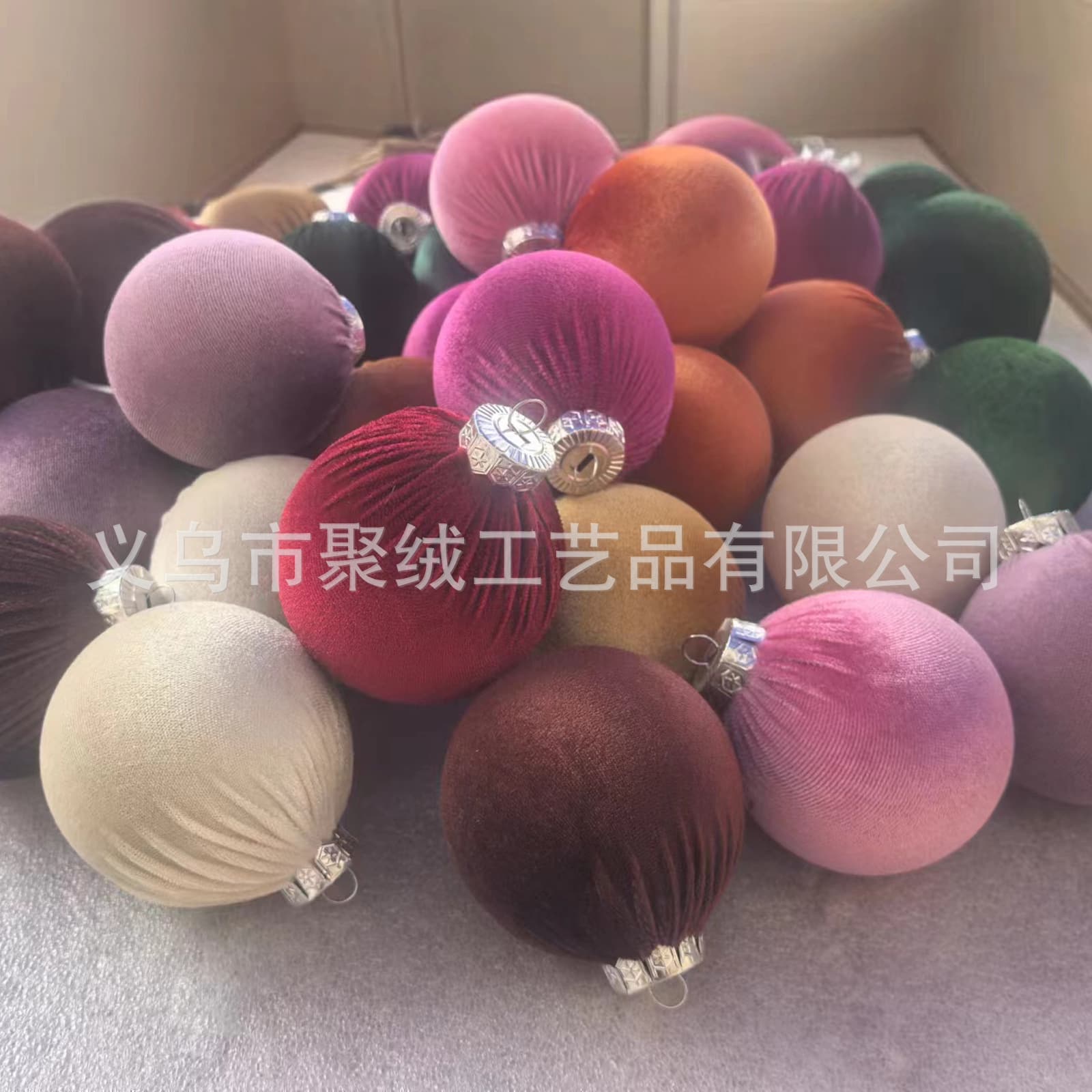 Velvet Christmas Balls Dark-Toned Velvet Spheres Amazon Flocked Decorative Ornaments