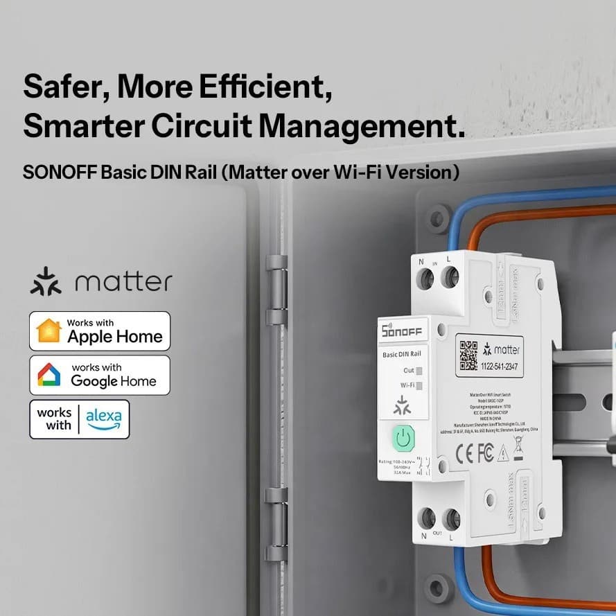 SONOFF BASIC-1GSP Basic single channel DIN rail switch 32A power monitoring overload protection