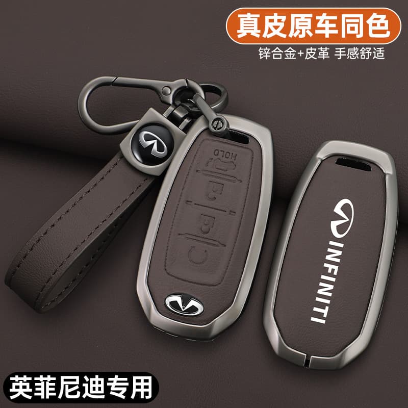 Compatible with Infiniti QX50L Key Case Q50L/QX70/Q70L/QX60/FX35 Car Shell Cover for Men with Buckle
