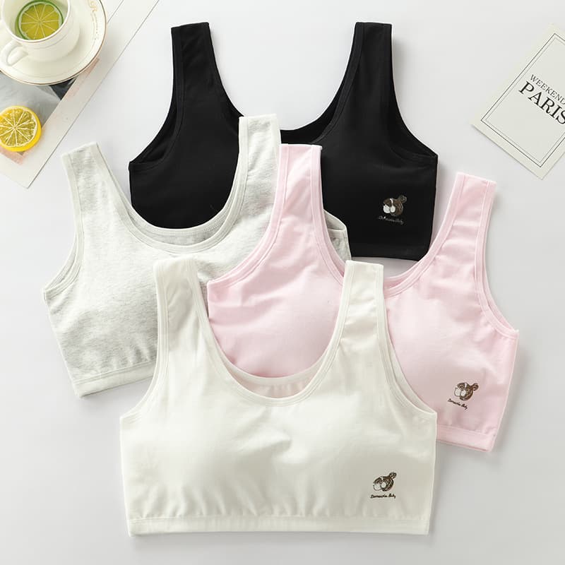 Puberty Teen Underwear Middle High School Students Development Stage Sports Pure Cotton Camisoles Thin Style All Cotton Wire-Free