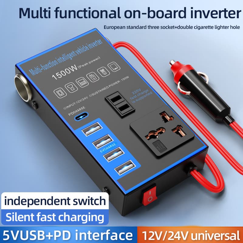 12V24V to 220V Multifunctional Car Inverter High-Power Converter Charger for Cars and Trucks